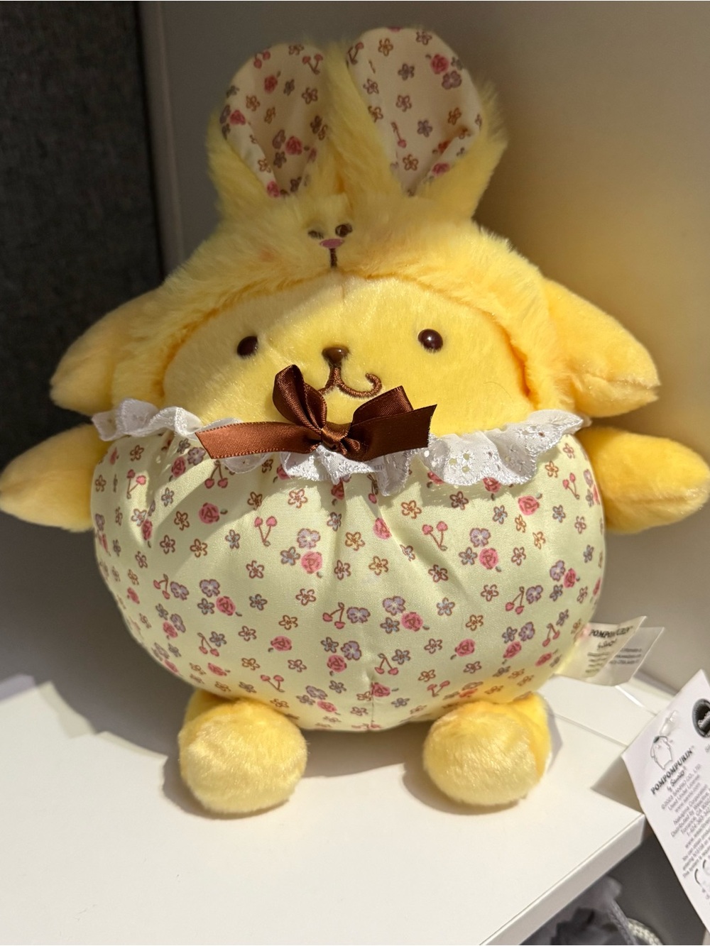 Authentic Sanrio PompomPurin Easter Bunny Spring Floral Print Egg Plush
